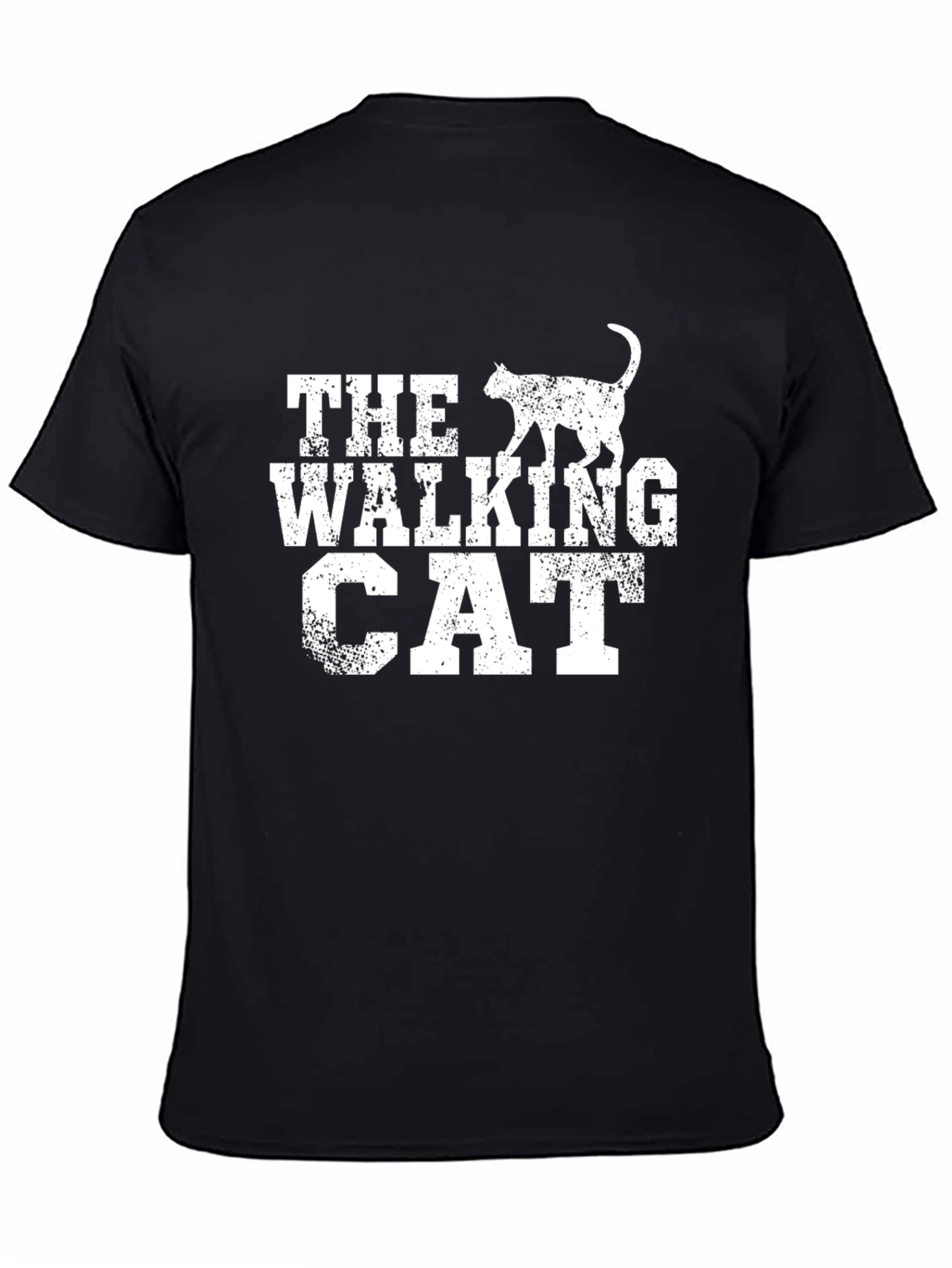 Black The Walking Cat Black T-Shirt view 4