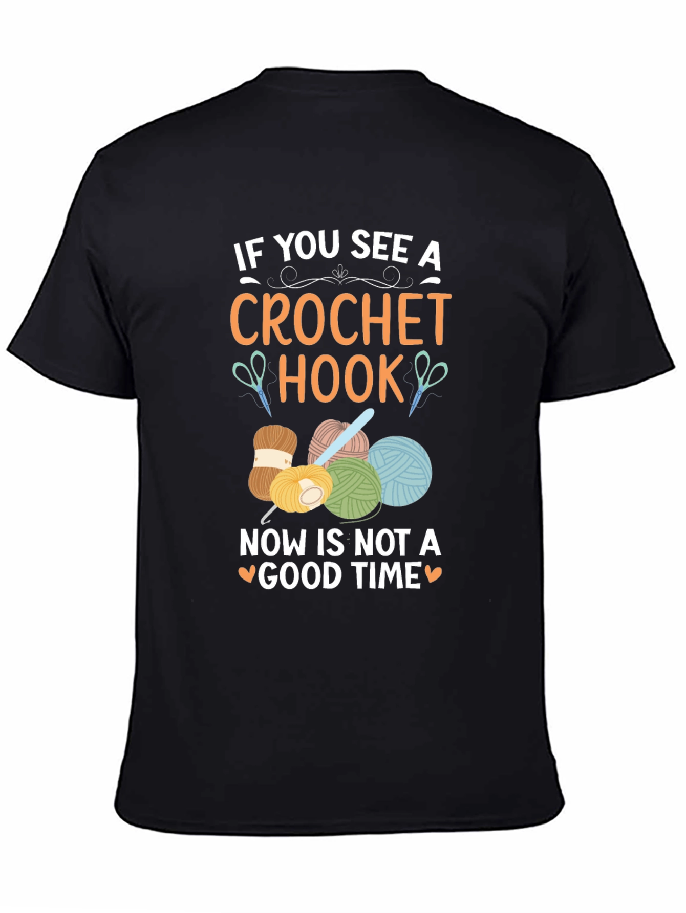 Black Crochet Hook T-Shirt - Funny Crafting Tee view 4