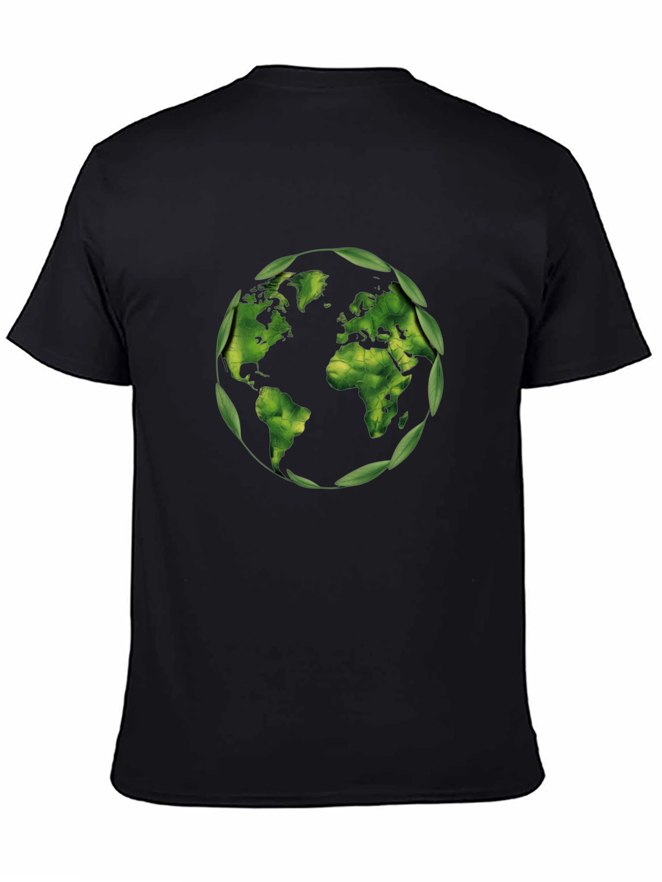 Black Eco-Friendly World Map T-Shirt - Black view 4