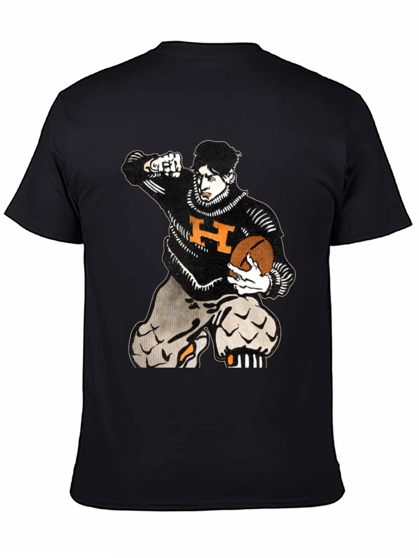 Black Vintage Football Player Graphic T-Shirt - Black view 4