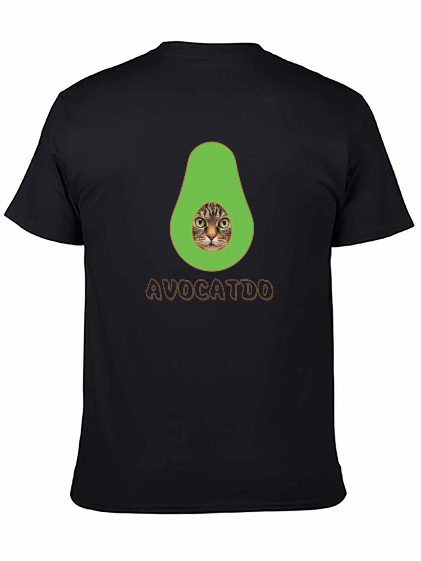 Black Avocatdo T-Shirt: Cat Avocado Pun Tee view 4