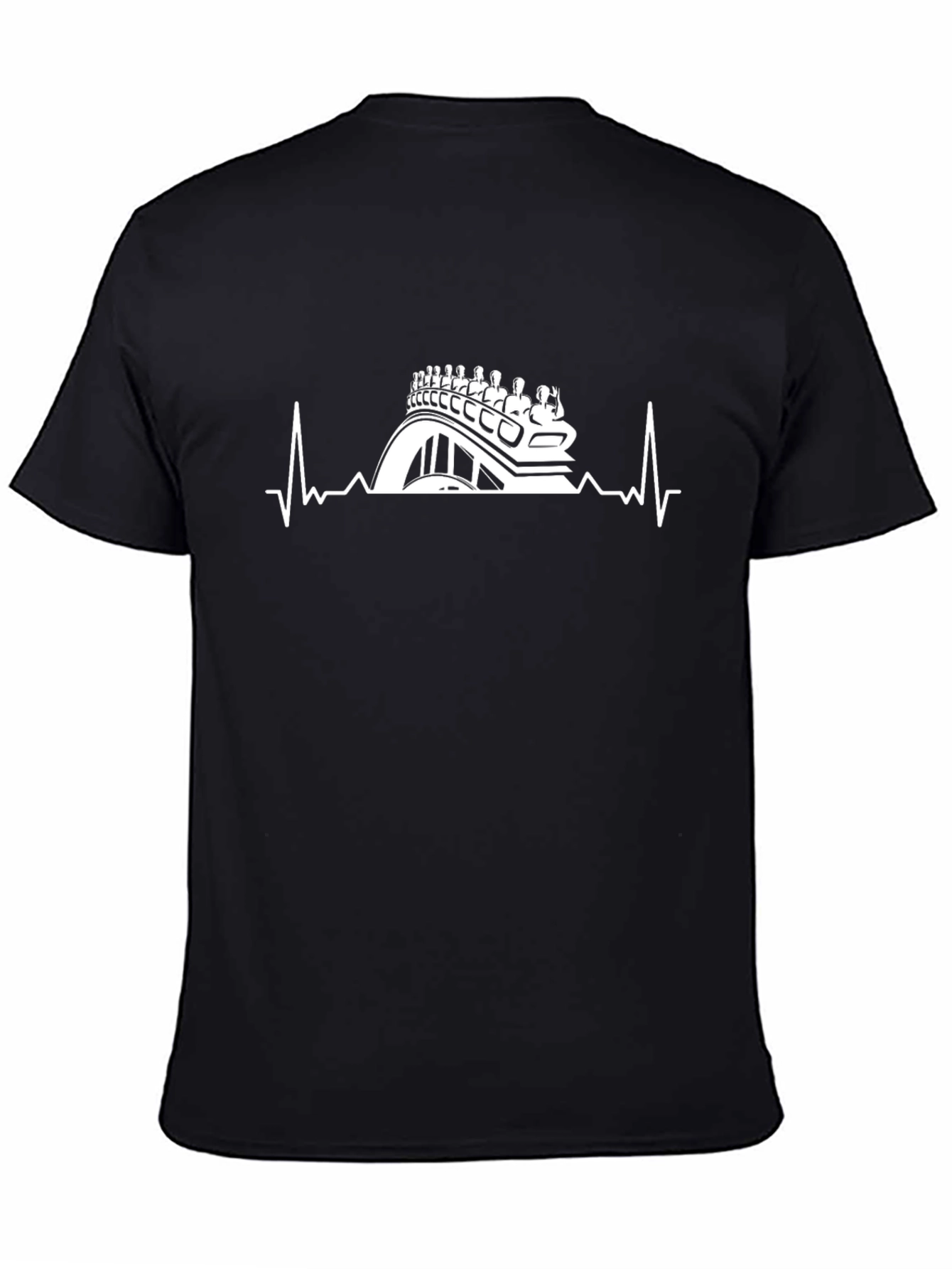 Black Roller Coaster Heartbeat T-Shirt - Thrill Ride Tee view 4
