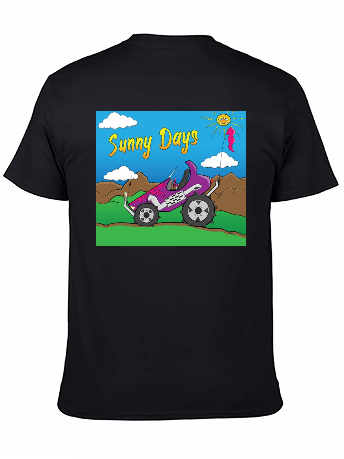 Black Sunny Days Graphic Tee - Car & Sunshine Design view 4