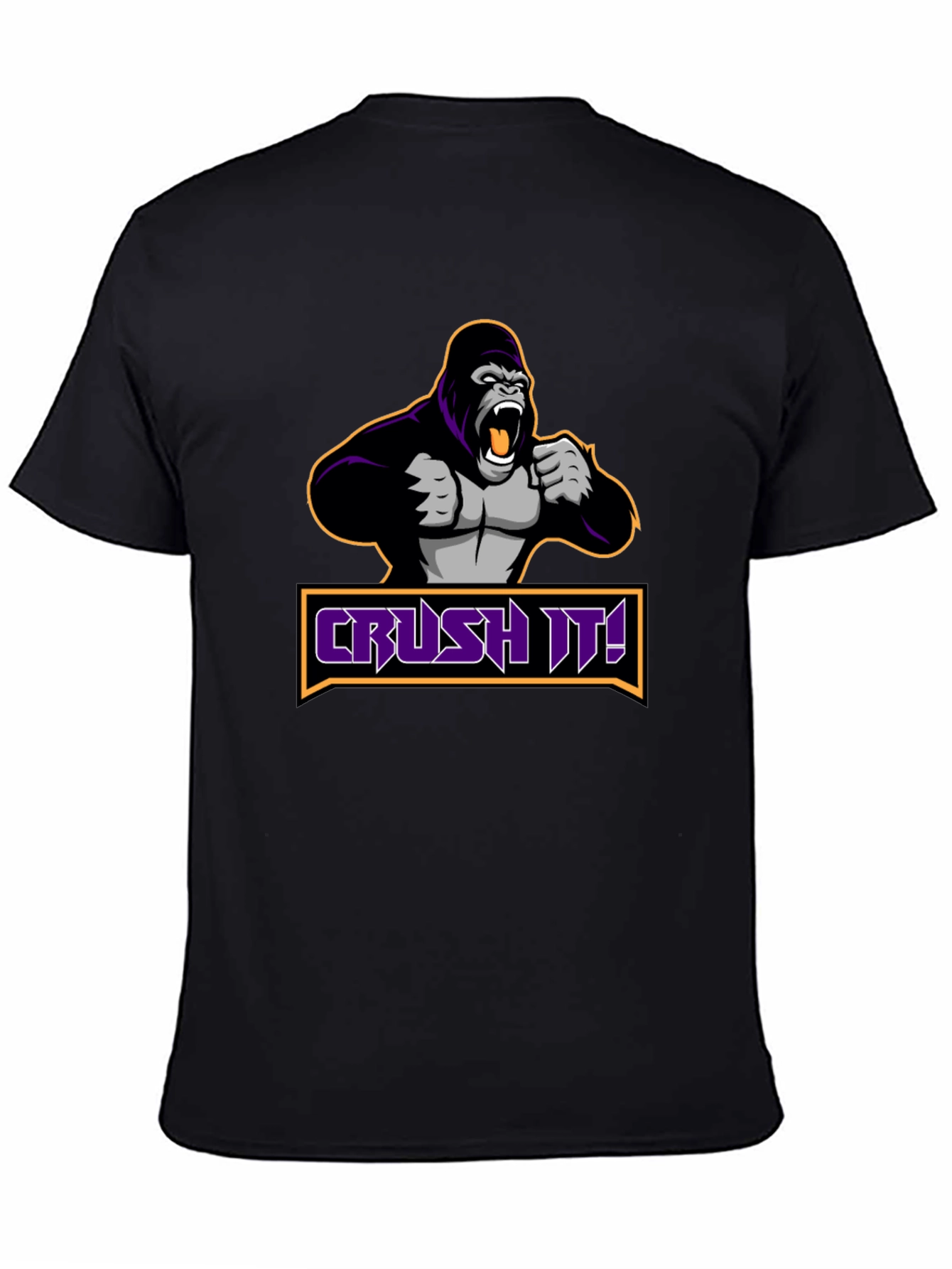 Black Crush It Gorilla Graphic Black T-Shirt view 4