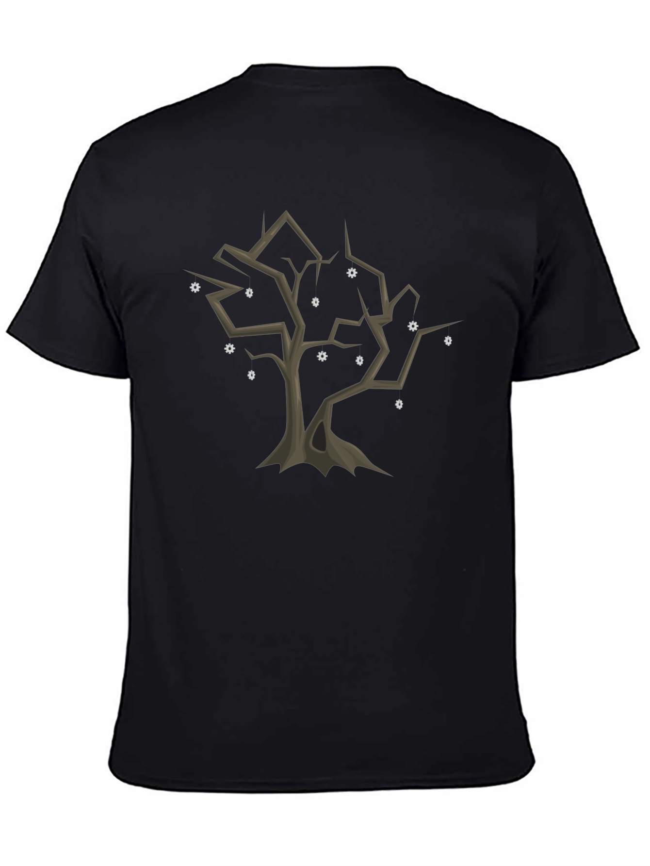 Black Spooky Tree Graphic Tee - Black Cotton Casual Shirt view 4