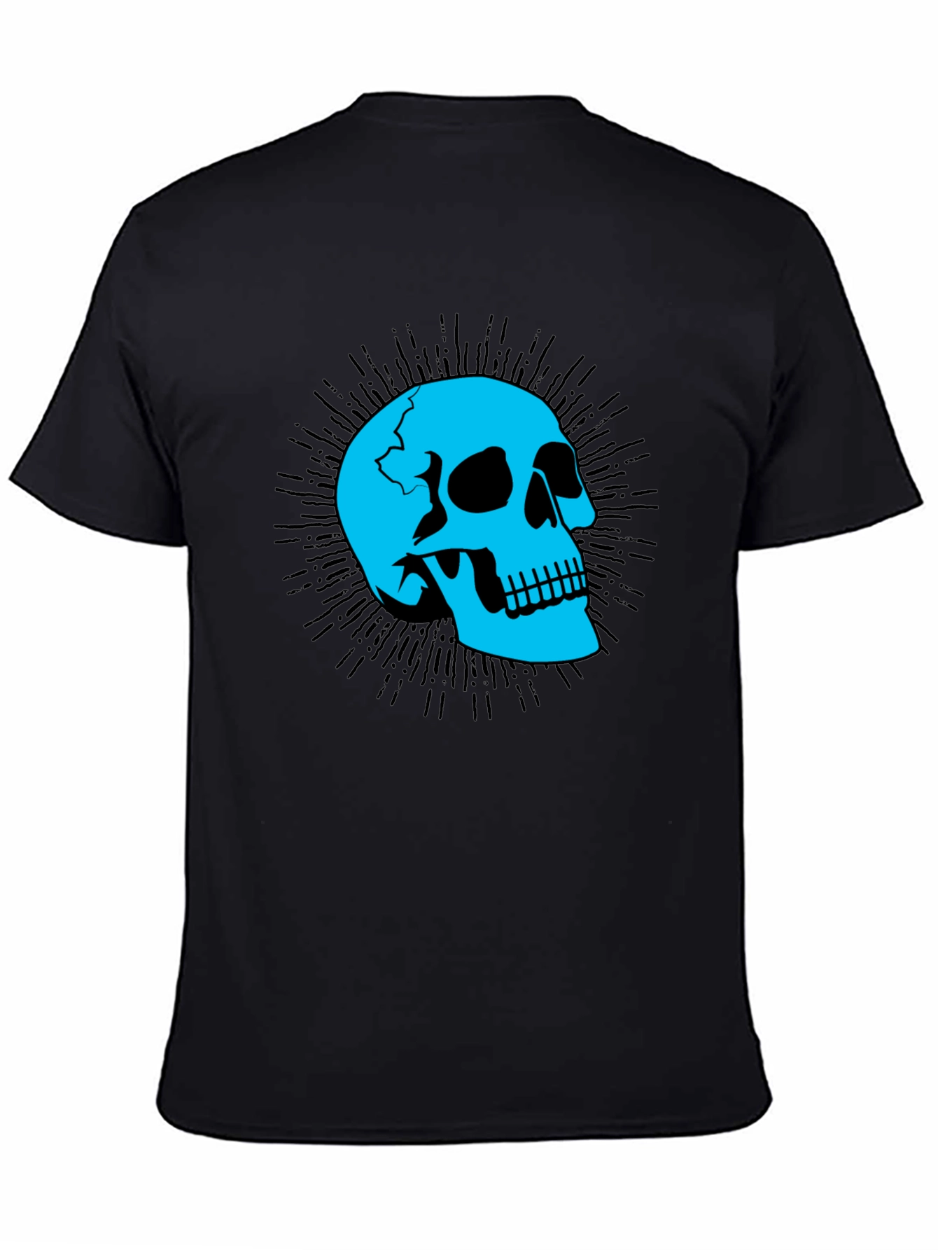Black Skull Graphic Tee - Black Cotton T-Shirt view 4