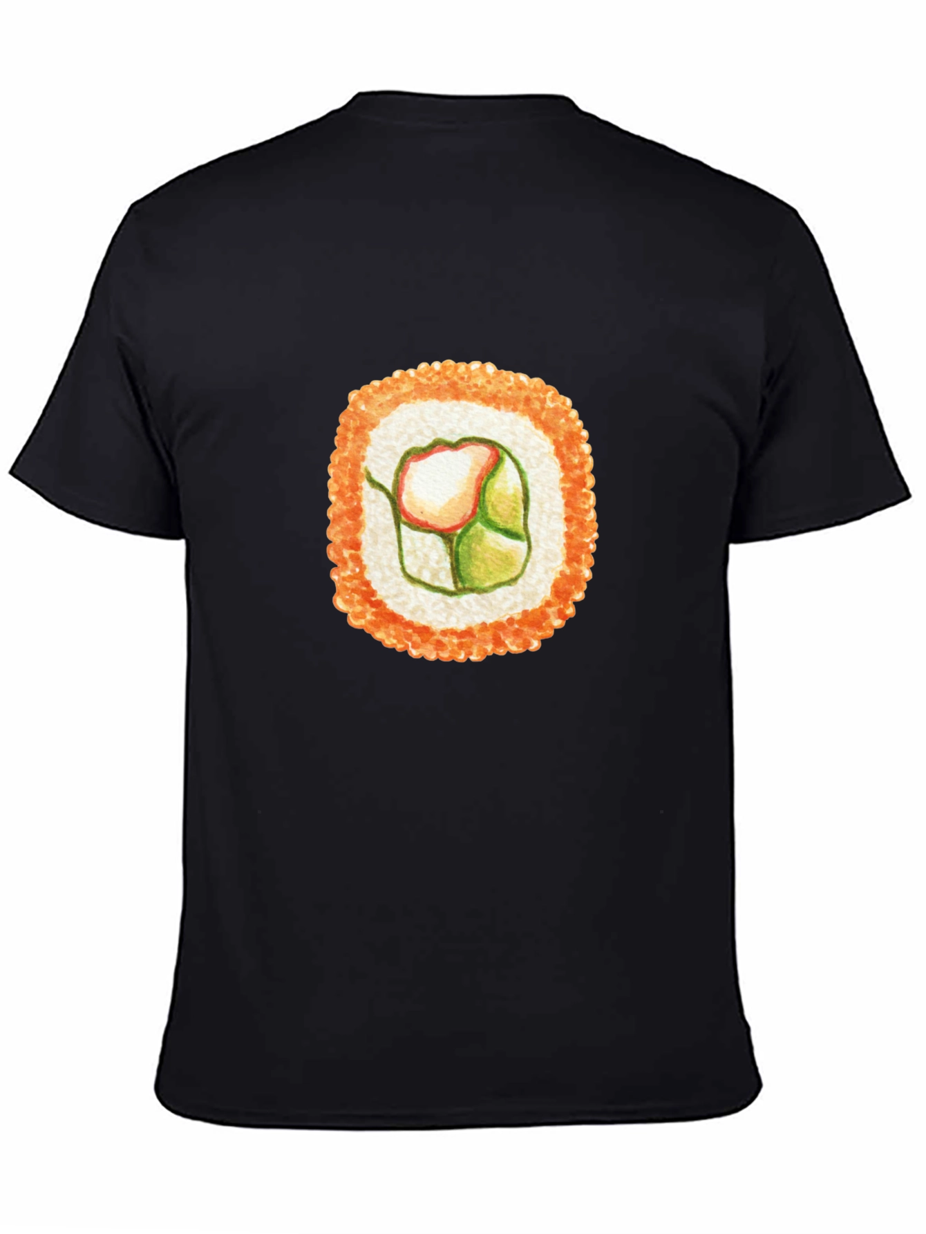 Black Sushi Roll Graphic Tee - Black Cotton T-Shirt view 4