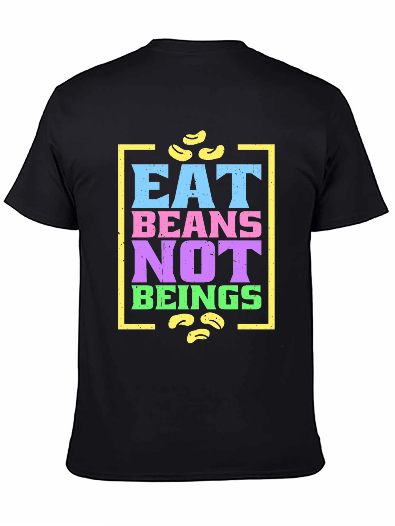 Black Eat Beans Not Beings Graphic T-Shirt view 4