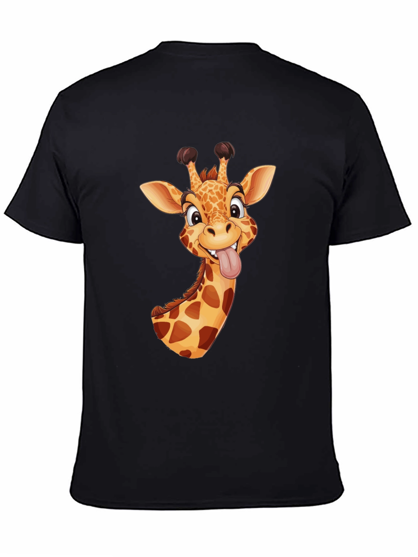 Black Funny Giraffe Graphic Tee - Black Cotton T-Shirt view 4