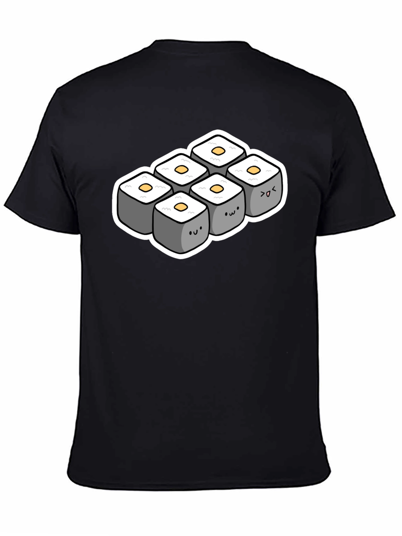Black Cute Sushi Roll T-Shirt - Black view 4