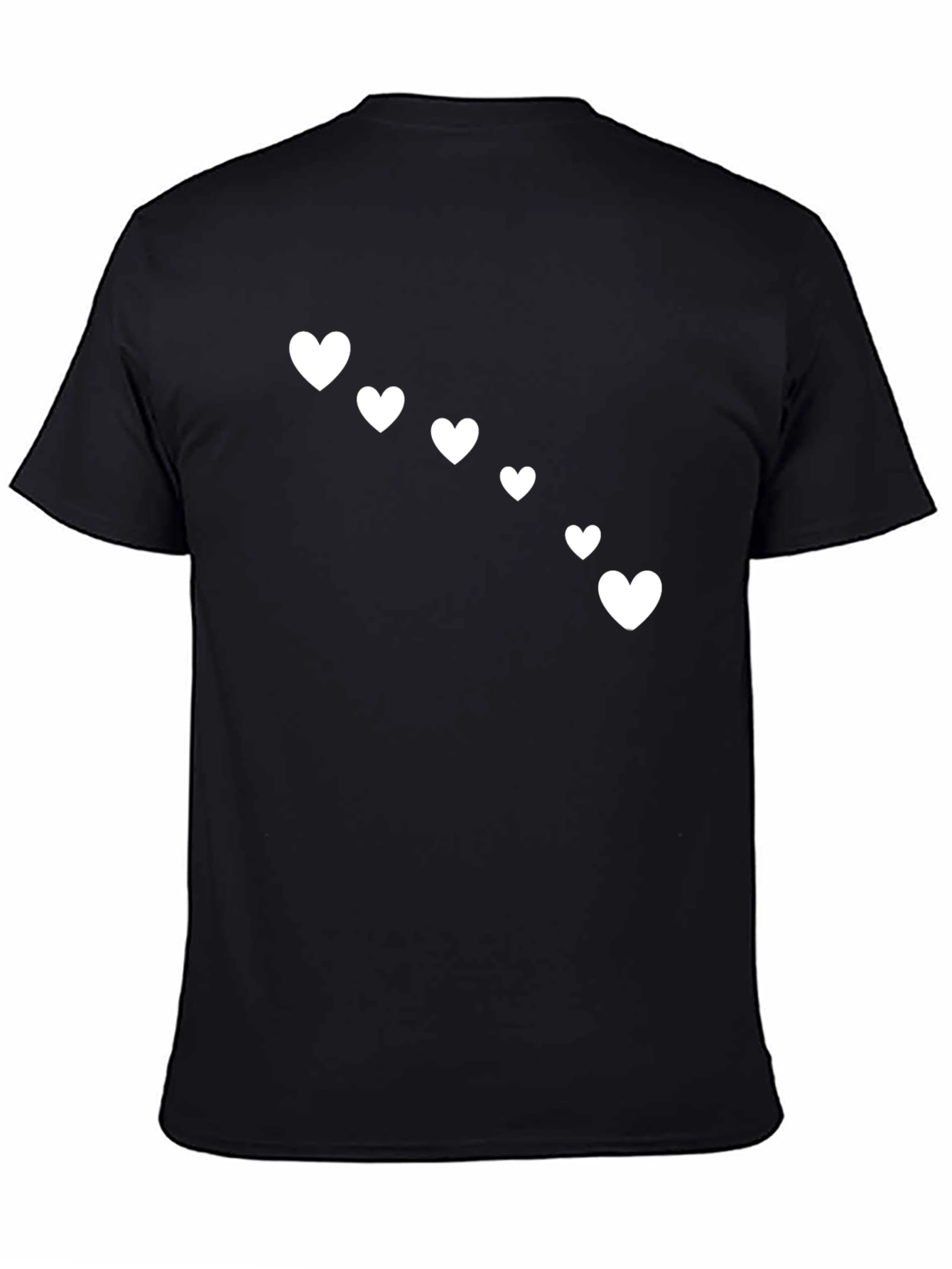 Black Heart Print Black Casual T-Shirt view 4