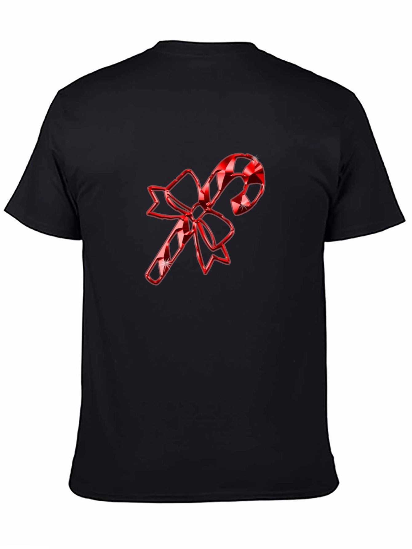 Black Festive Candy Cane Bow T-Shirt - Holiday Cheer view 4