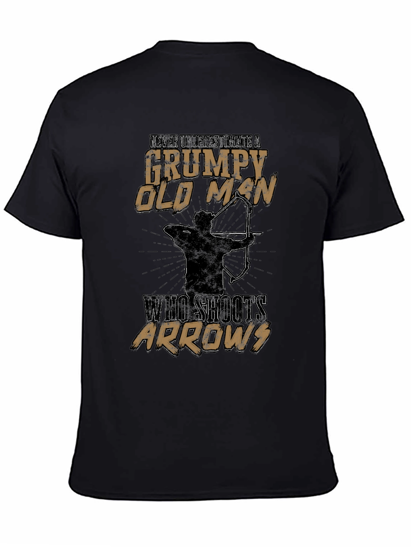 Black Grumpy Old Man Archery T-Shirt view 4