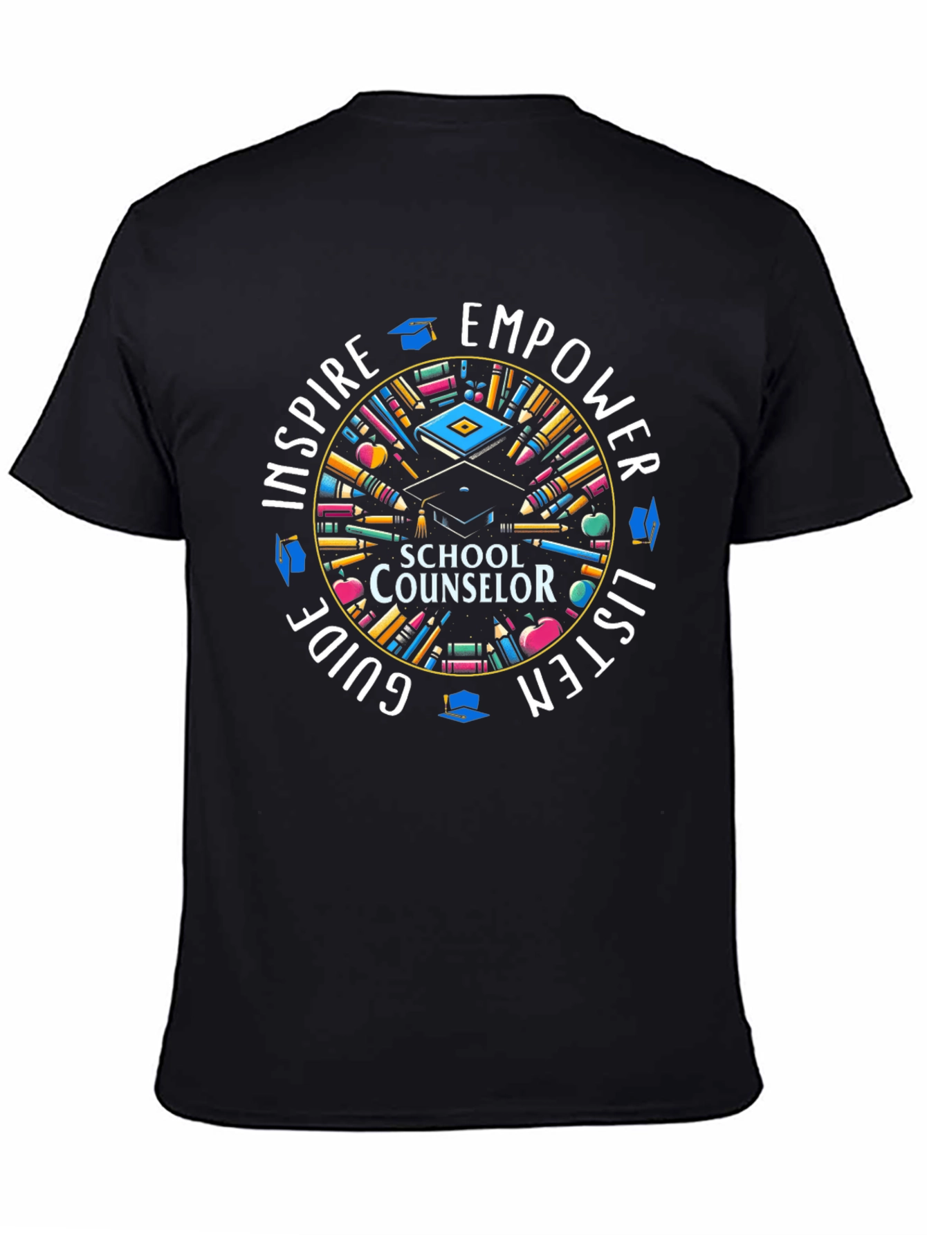 Black School Counselor Inspire Empower T-Shirt view 4