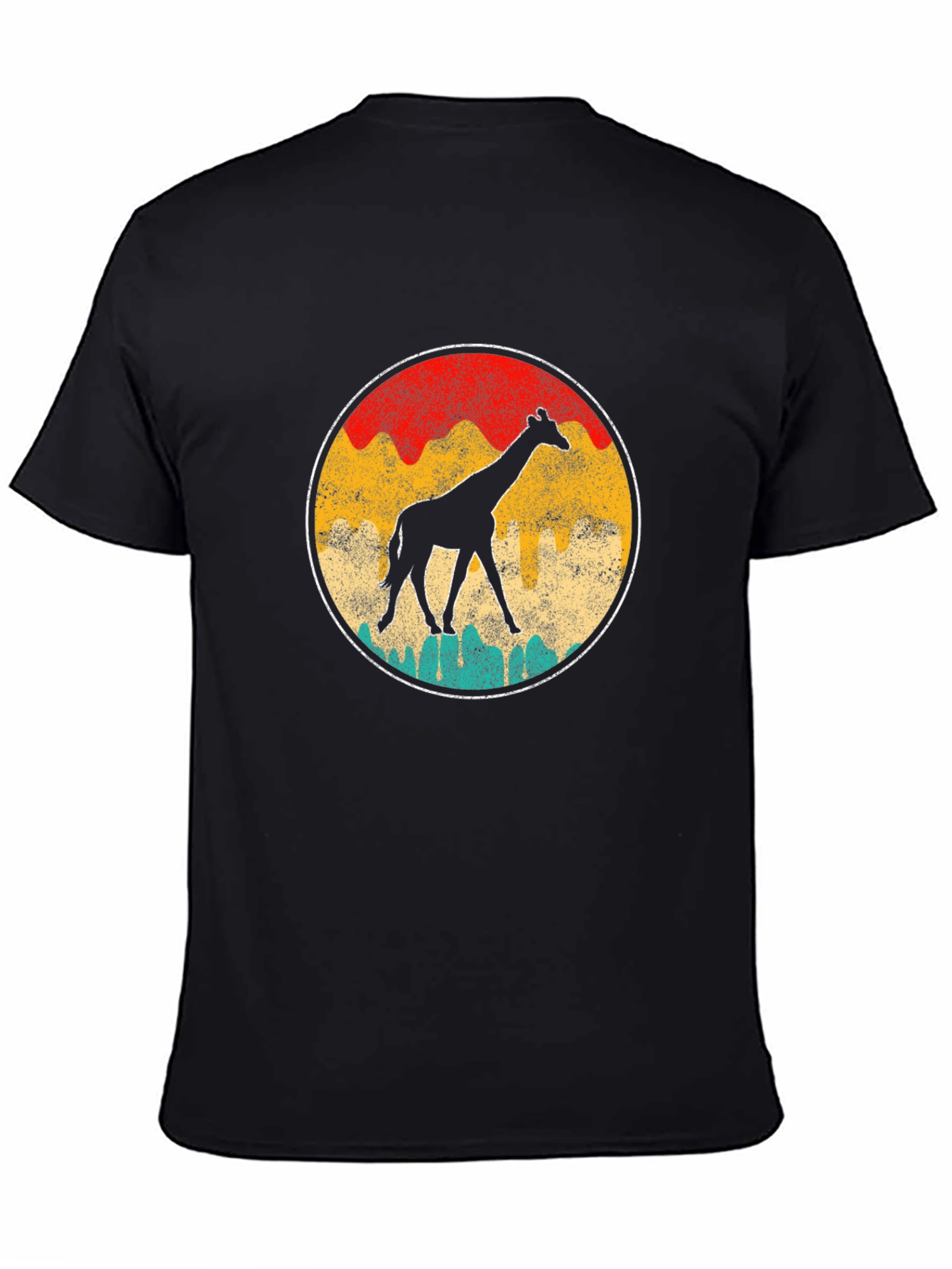 Black Retro Giraffe Graphic Tee - Unisex Black T-Shirt view 4