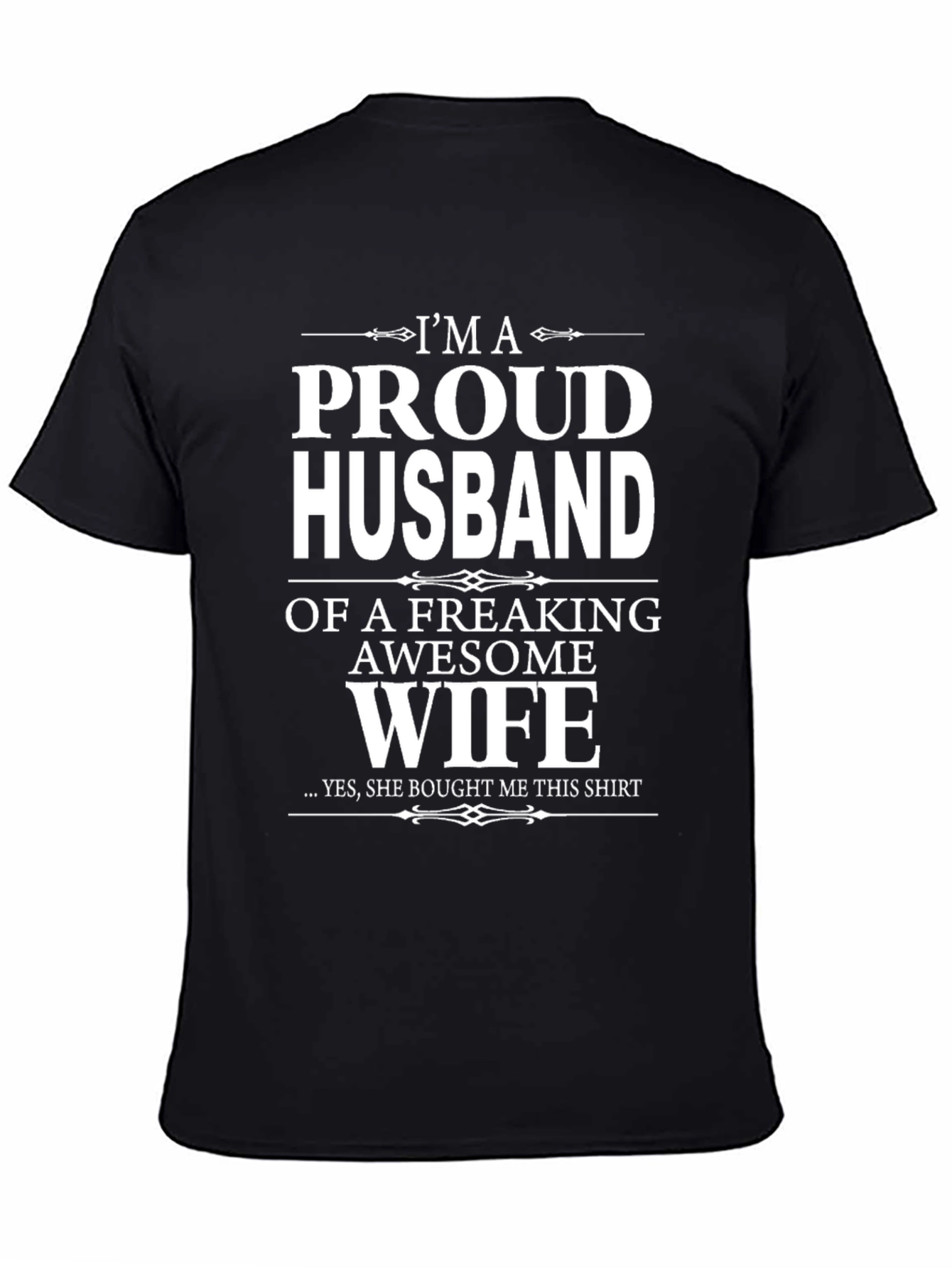 Black Proud Husband Funny Graphic T-Shirt - Awesome Wife! view 4