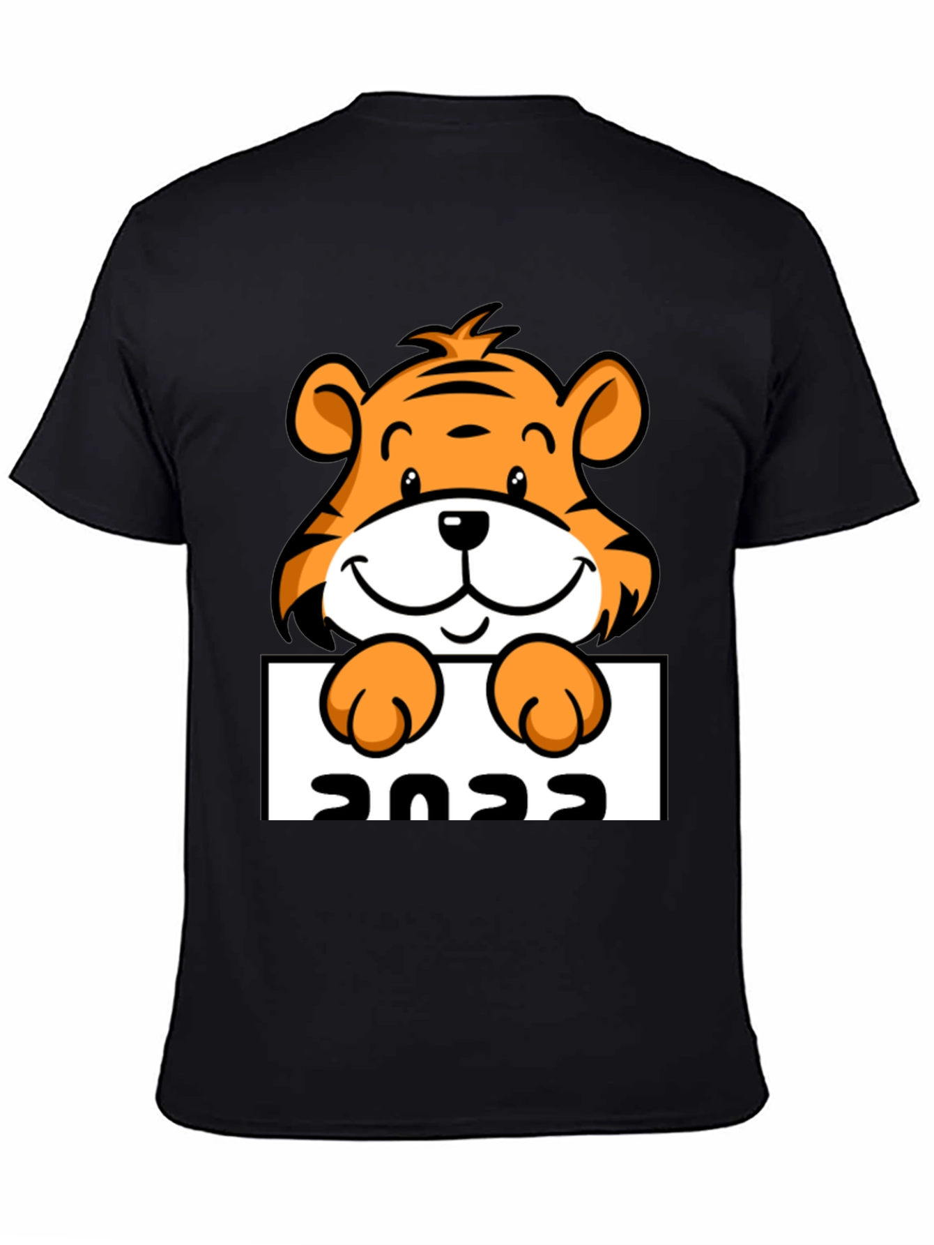 Black Cute Tiger 2022 Graphic Tee - Black view 4