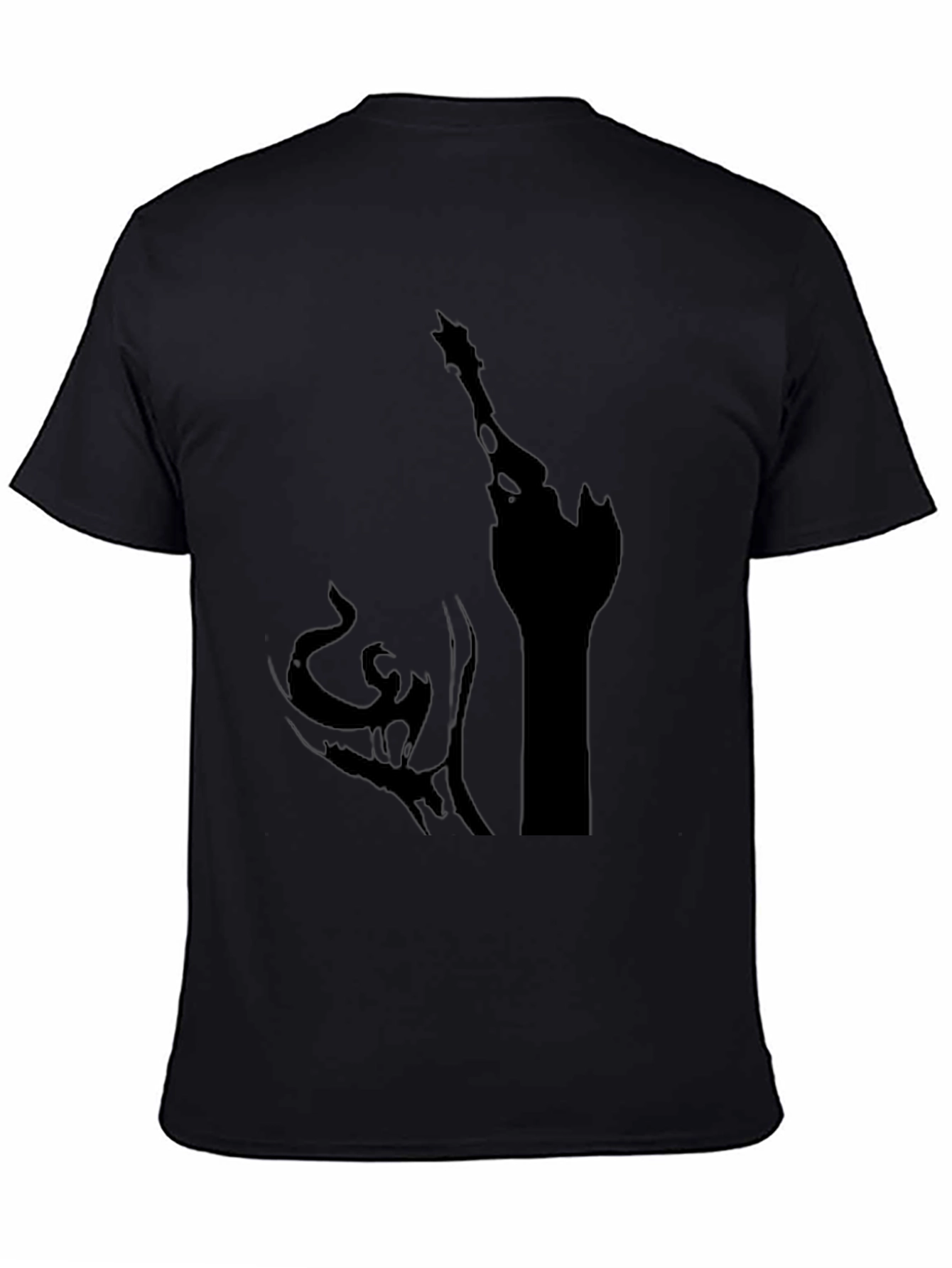 Black Men's Black Graphic Tee - Fantasy Castle Design view 4