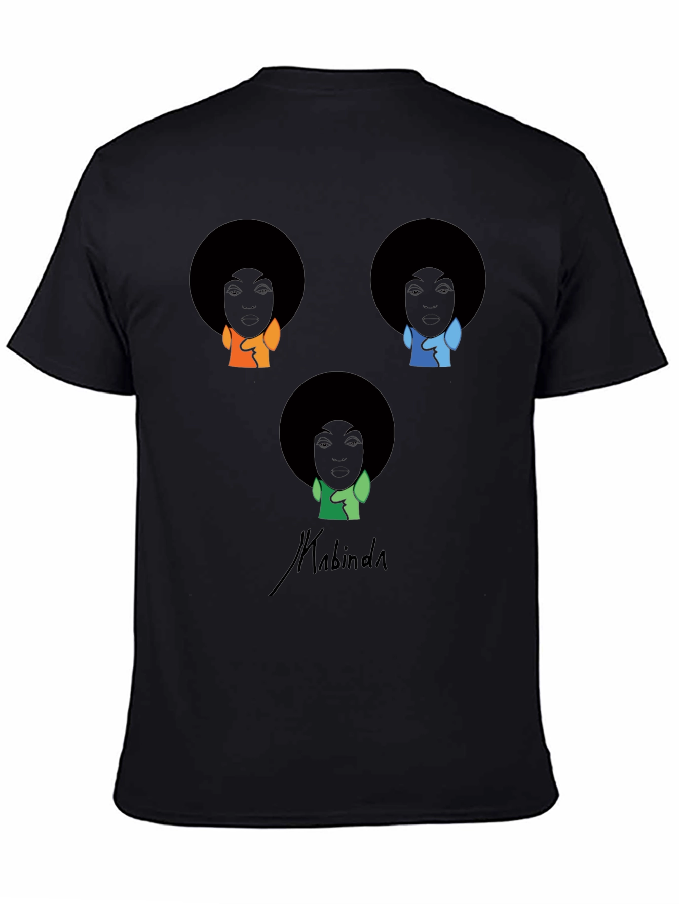 Black Kabinda Graphic T-Shirt - Afro Portrait Design view 4