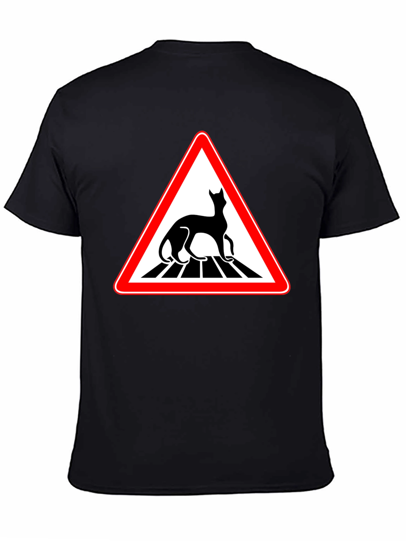 Black Cat Crossing Black T-Shirt view 4