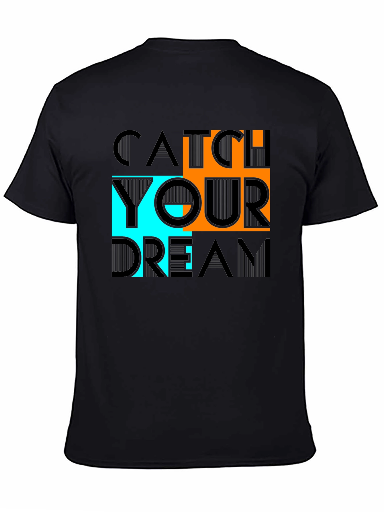 Black Catch Your Dream Graphic Tee - Black Cotton Casual Shirt view 4