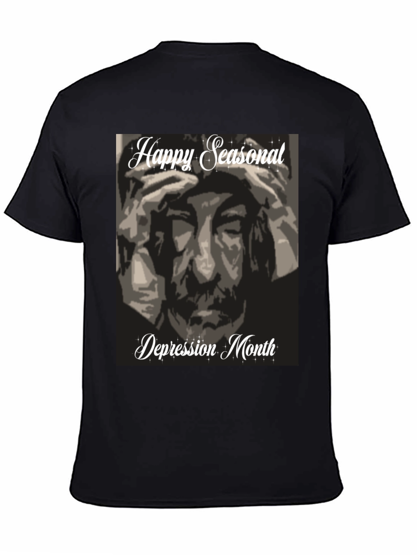 Black Happy Seasonal Depression Month T-Shirt view 4