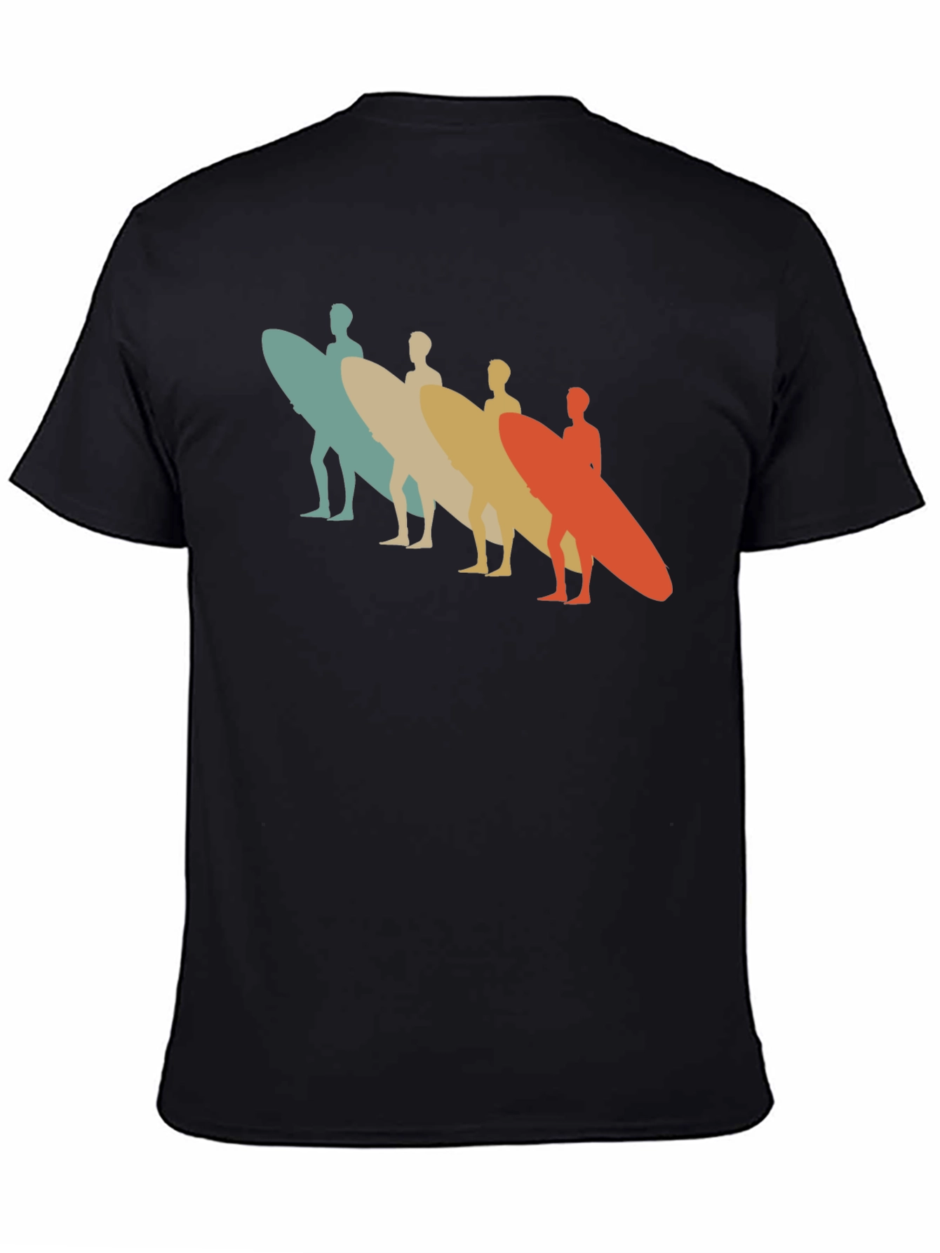 Black Retro Surfboard T-Shirt - Vintage Surfer Design view 4