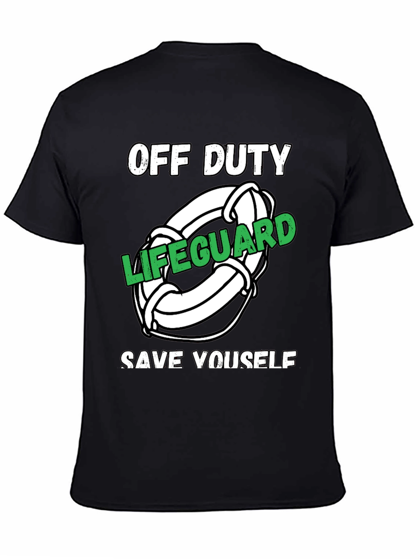 Black Off Duty Lifeguard Novelty Graphic T-Shirt view 4