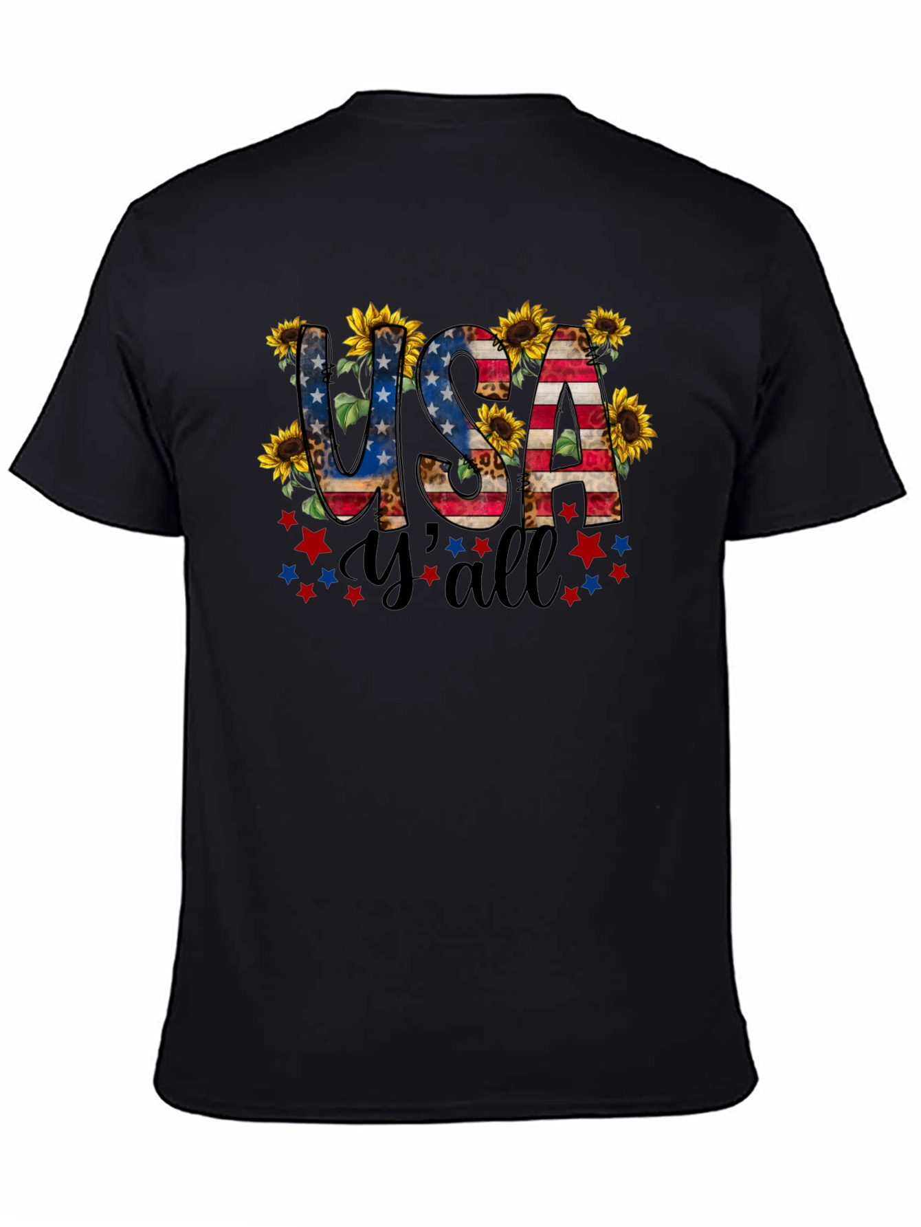Black USA Y'all Patriotic T-Shirt view 4