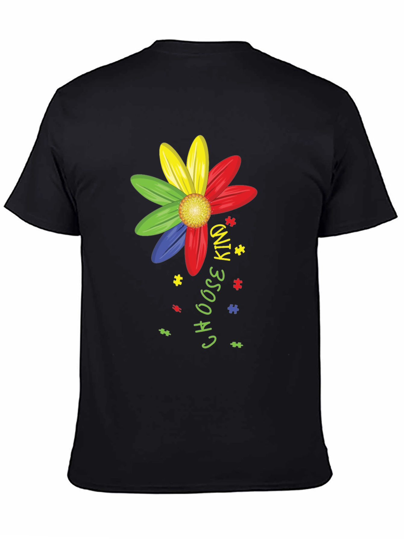 Black Choose Kind Autism Awareness T-Shirt view 4