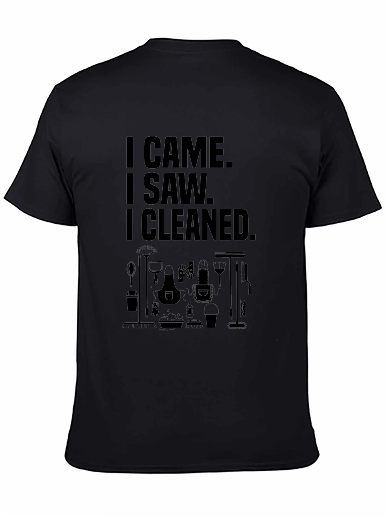 Black Funny Cleaning Crew T-Shirt view 4