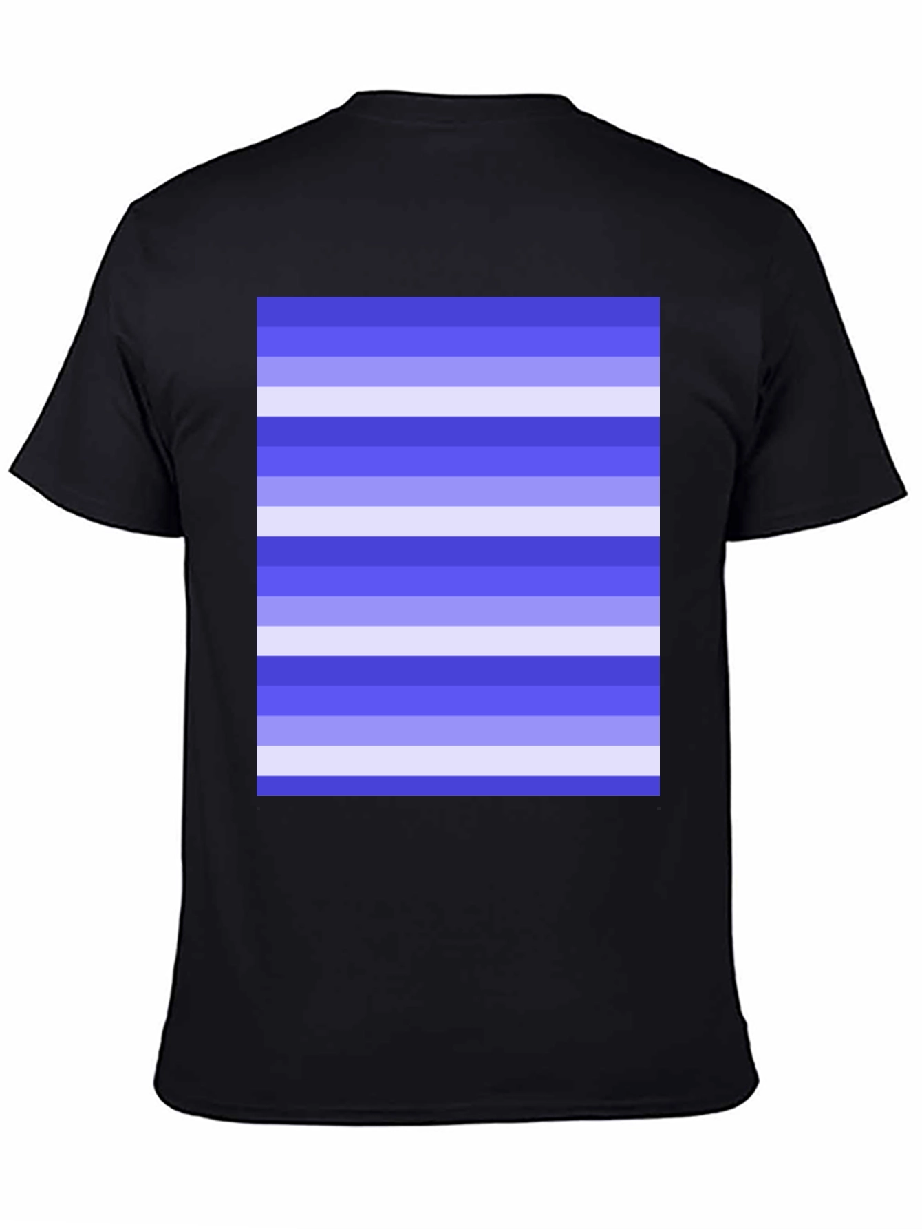 Black Striped Pattern Black Cotton Casual T-Shirt view 4