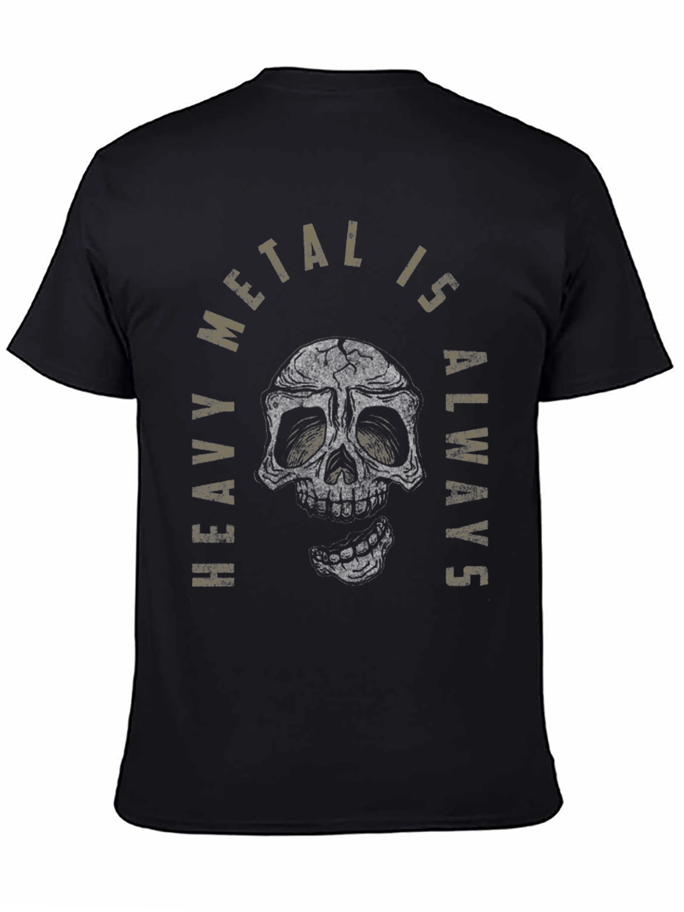 Black Heavy Metal Skull Graphic Black T-Shirt view 4