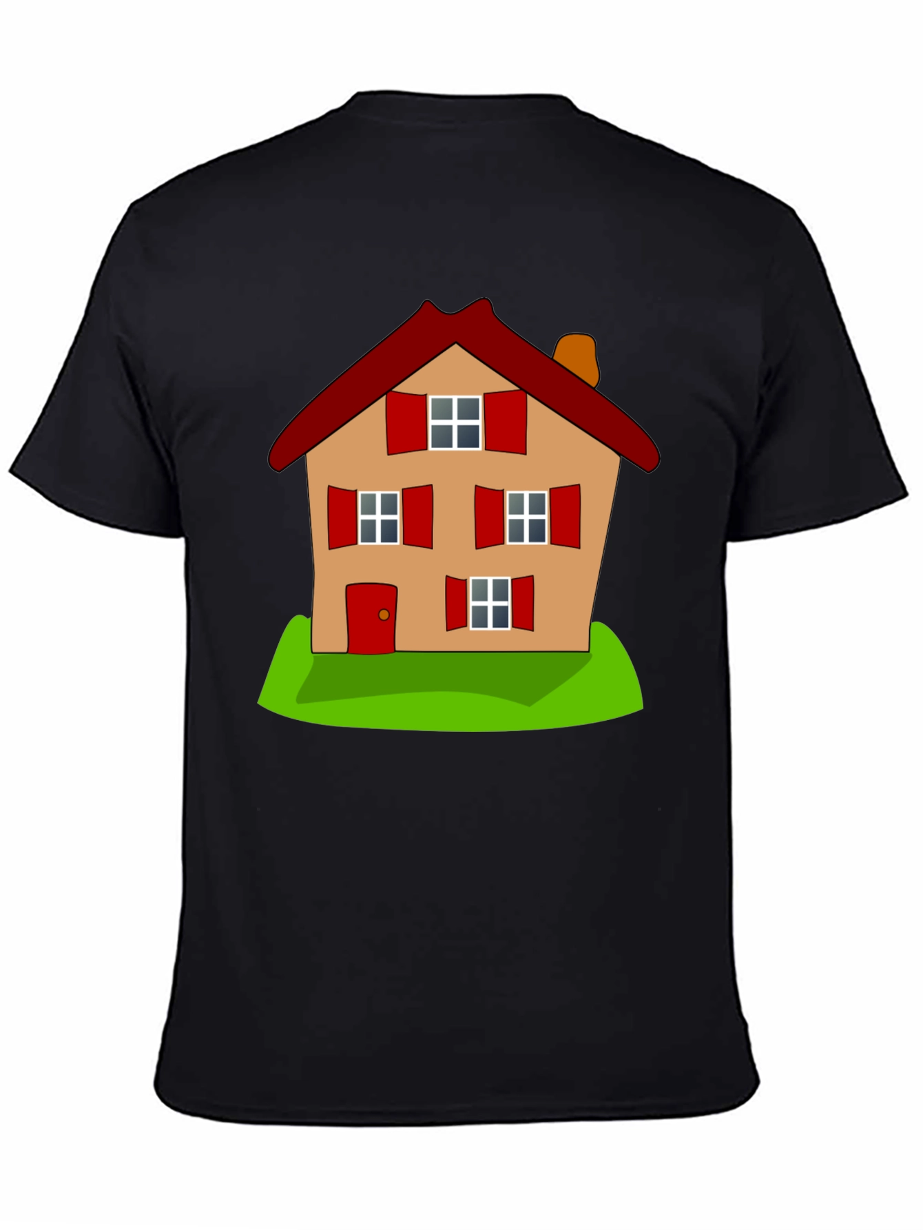 Black Cartoon House Graphic Tee - Fun, Stylish Comfort view 4