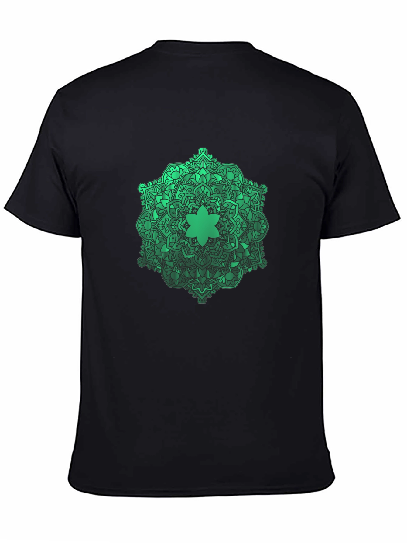 Black Green Mandala Graphic Black T-Shirt view 4