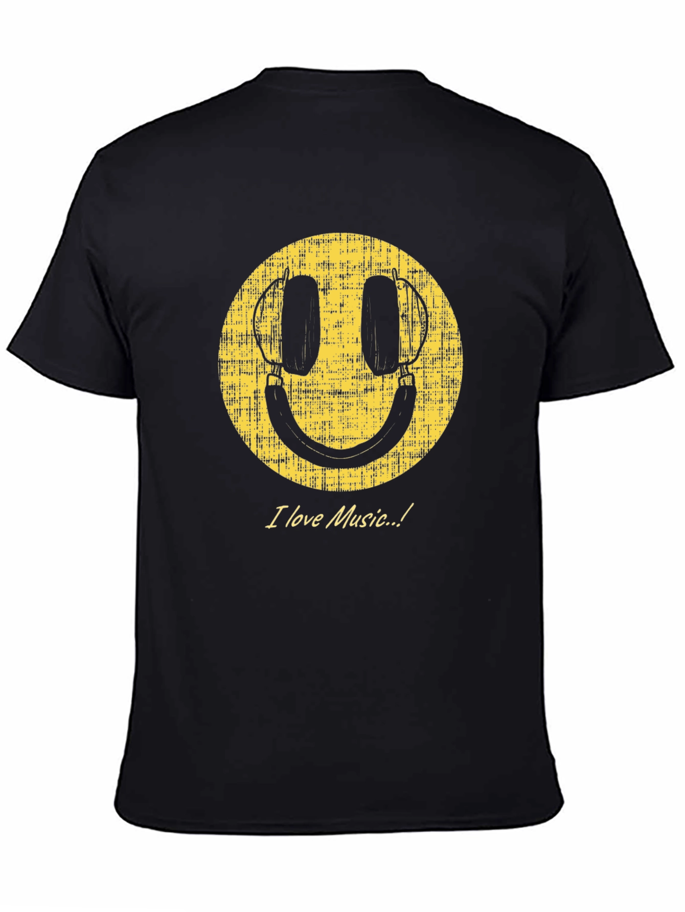 Black I Love Music Smiley Face Graphic Tee view 4
