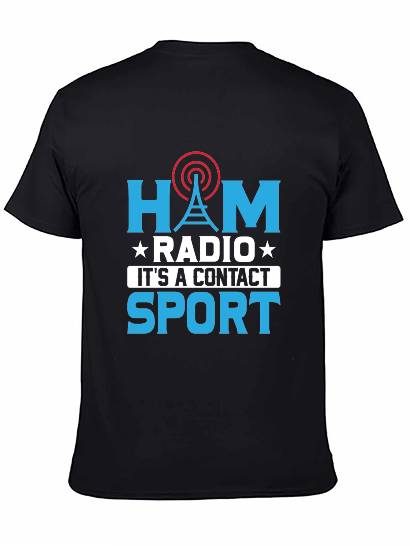 Black Ham Radio Contact Sport Graphic T-Shirt view 4