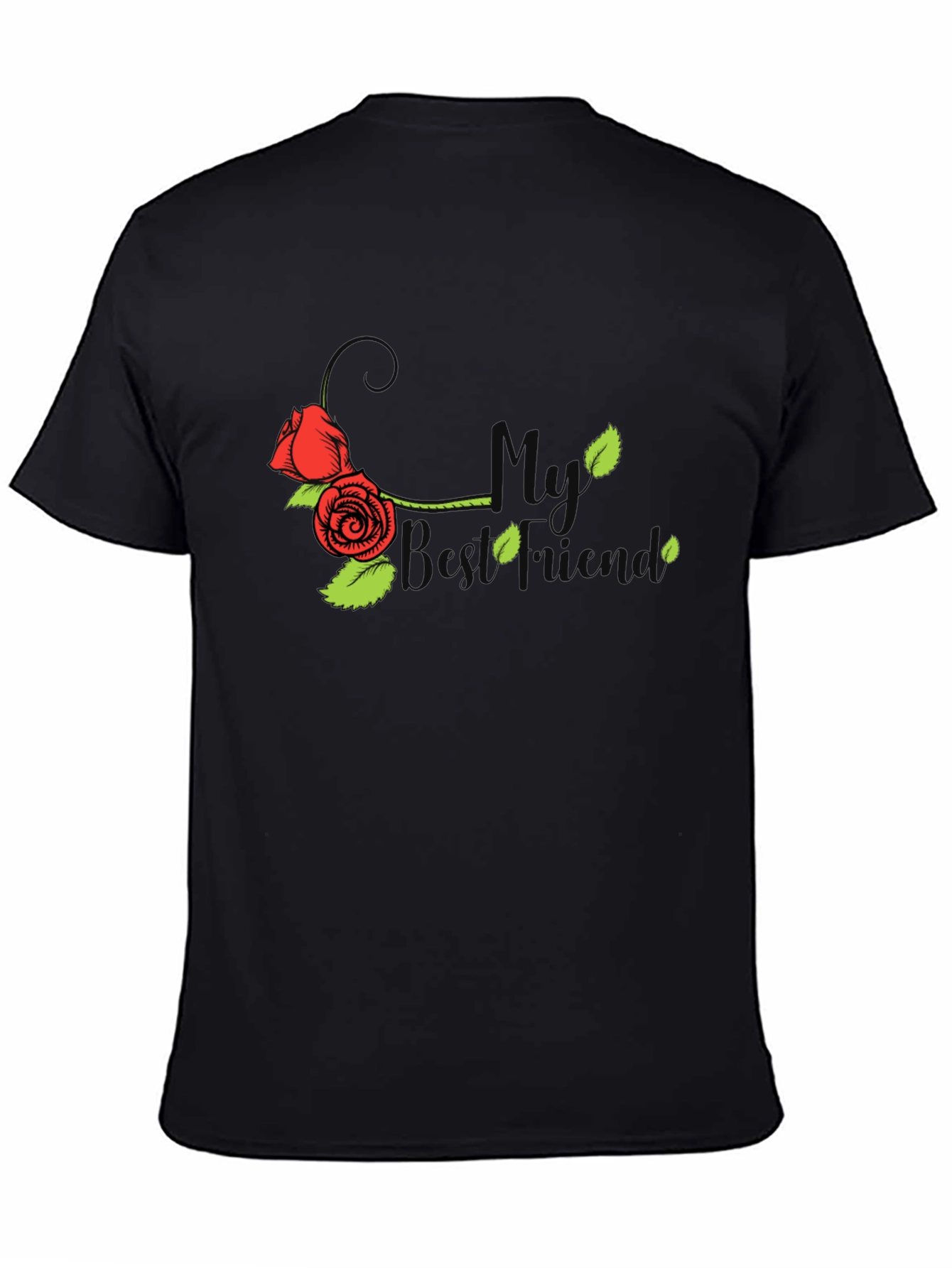 Black My Best Friend Rose Graphic T-Shirt view 4