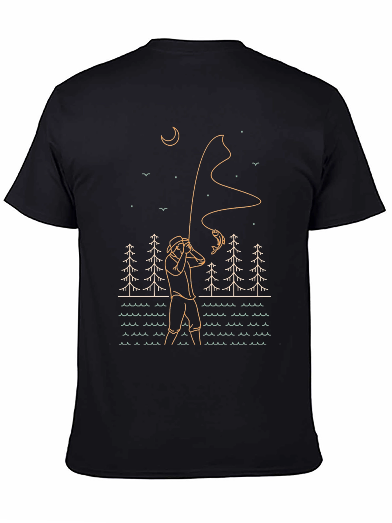Black Fisherman Graphic Tee - Outdoor Adventure Style view 4