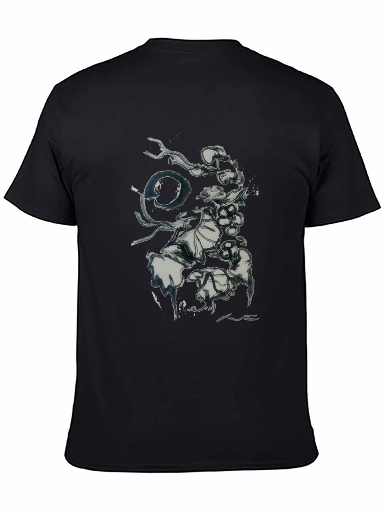 Black Abstract Ink Graphic Black T-Shirt view 4