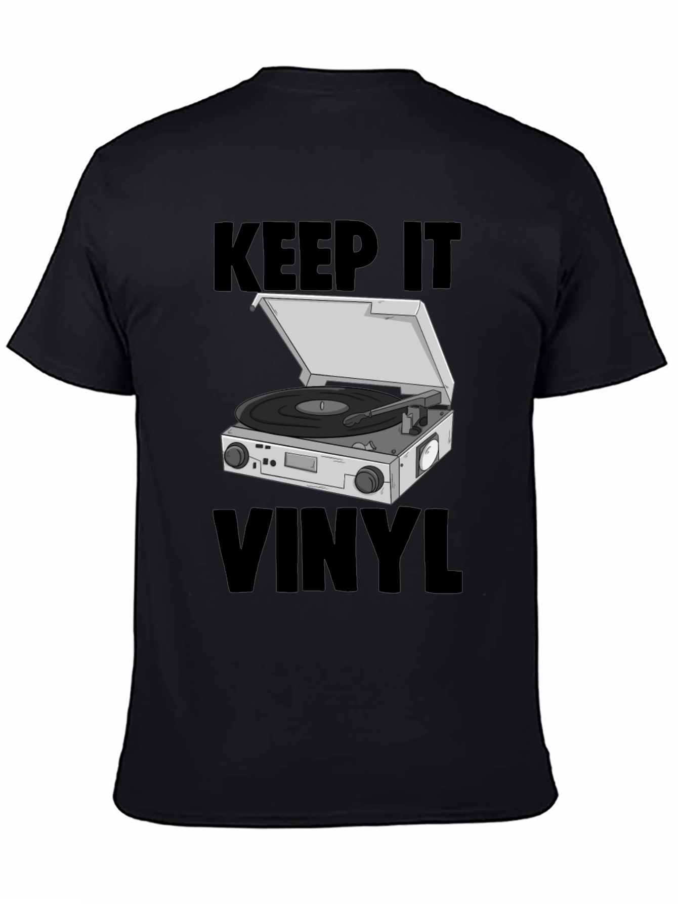 Black Keep it Vinyl T-Shirt - Retro Music Lover Tee view 4