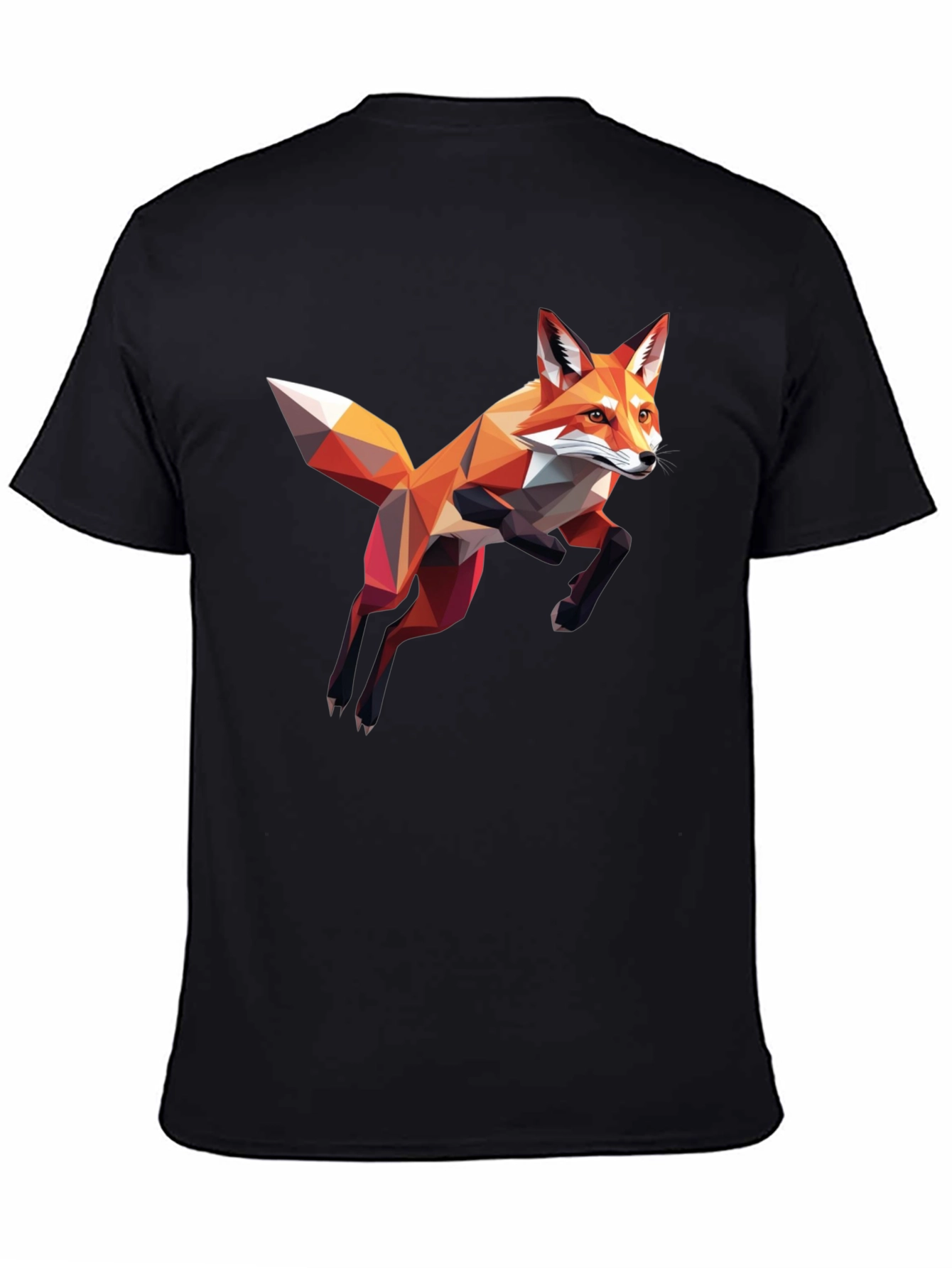 Black Geometric Fox Graphic T-Shirt - Black view 4