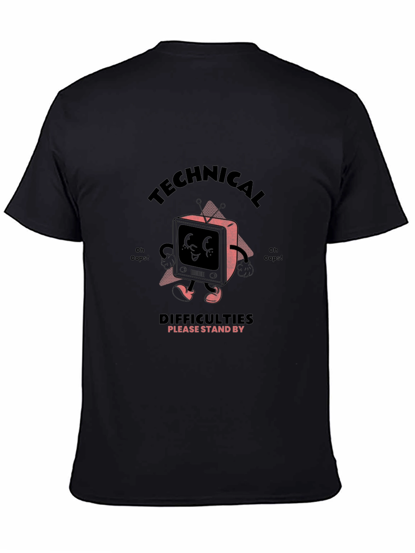 Black Technical Difficulties Stand By Graphic T-Shirt view 4