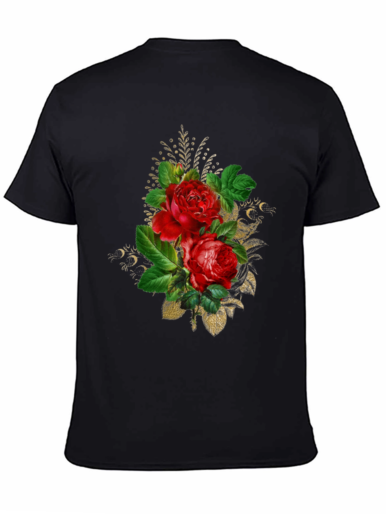 Black Floral Rose Graphic Tee - Black view 4