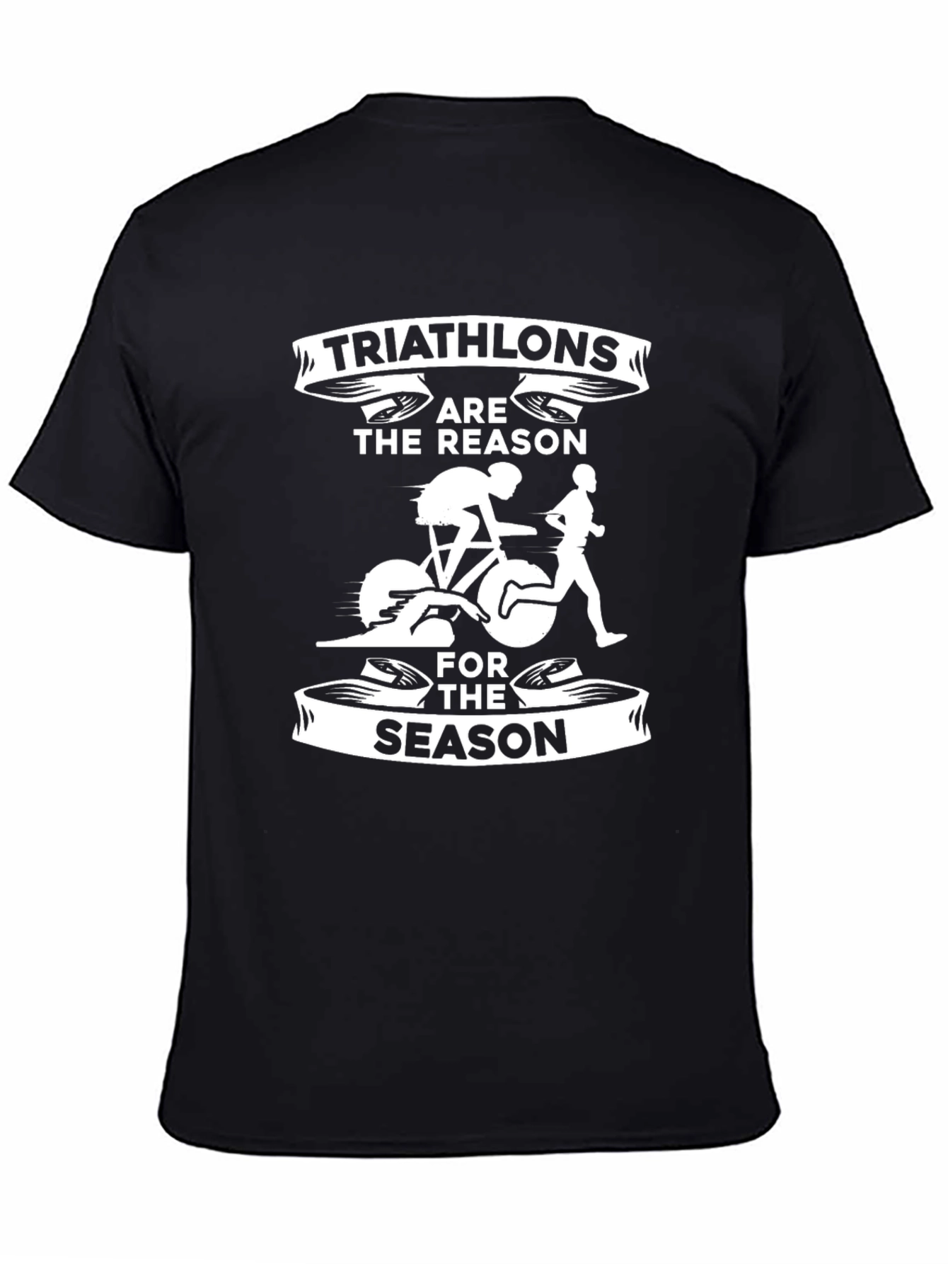 Black Triathlon Season Tee - Black Cotton T-Shirt view 4