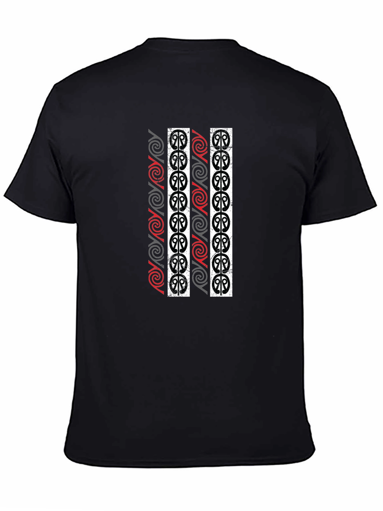 Black Tribal Pattern Black T-Shirt view 4