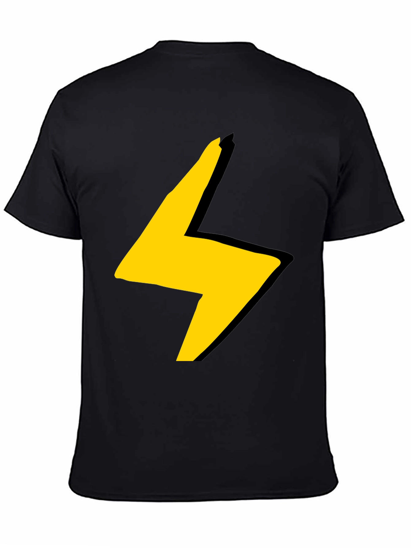 Black Electric Bolt Graphic Tee - Black Cotton Blend view 4