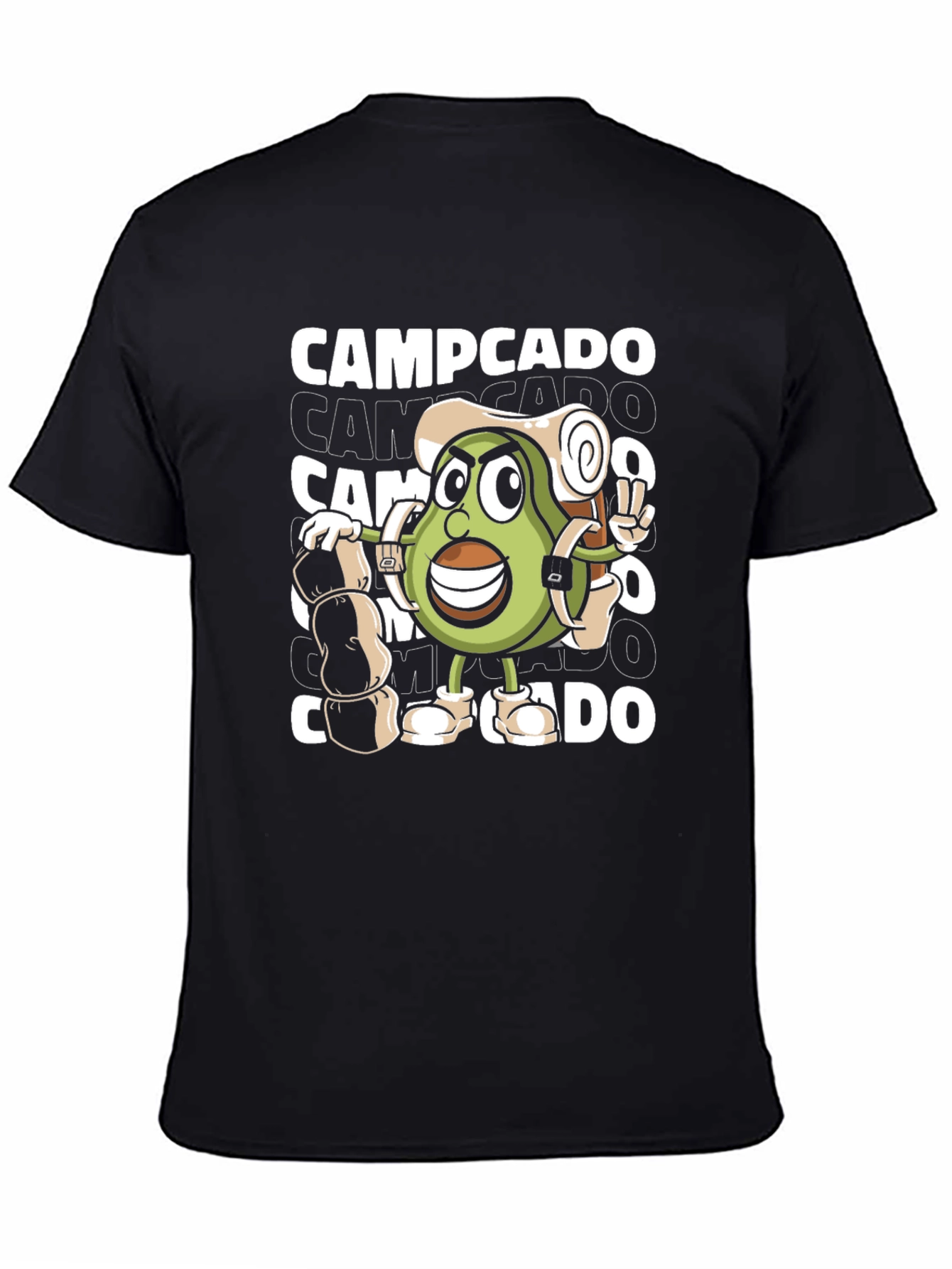 Black Campcado Graphic T-Shirt - Avocado Camping Adventure view 4