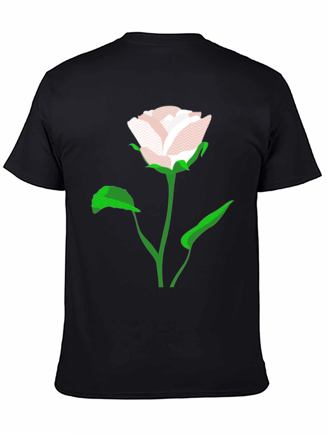 Black Modern Rose Graphic Black T-Shirt view 4