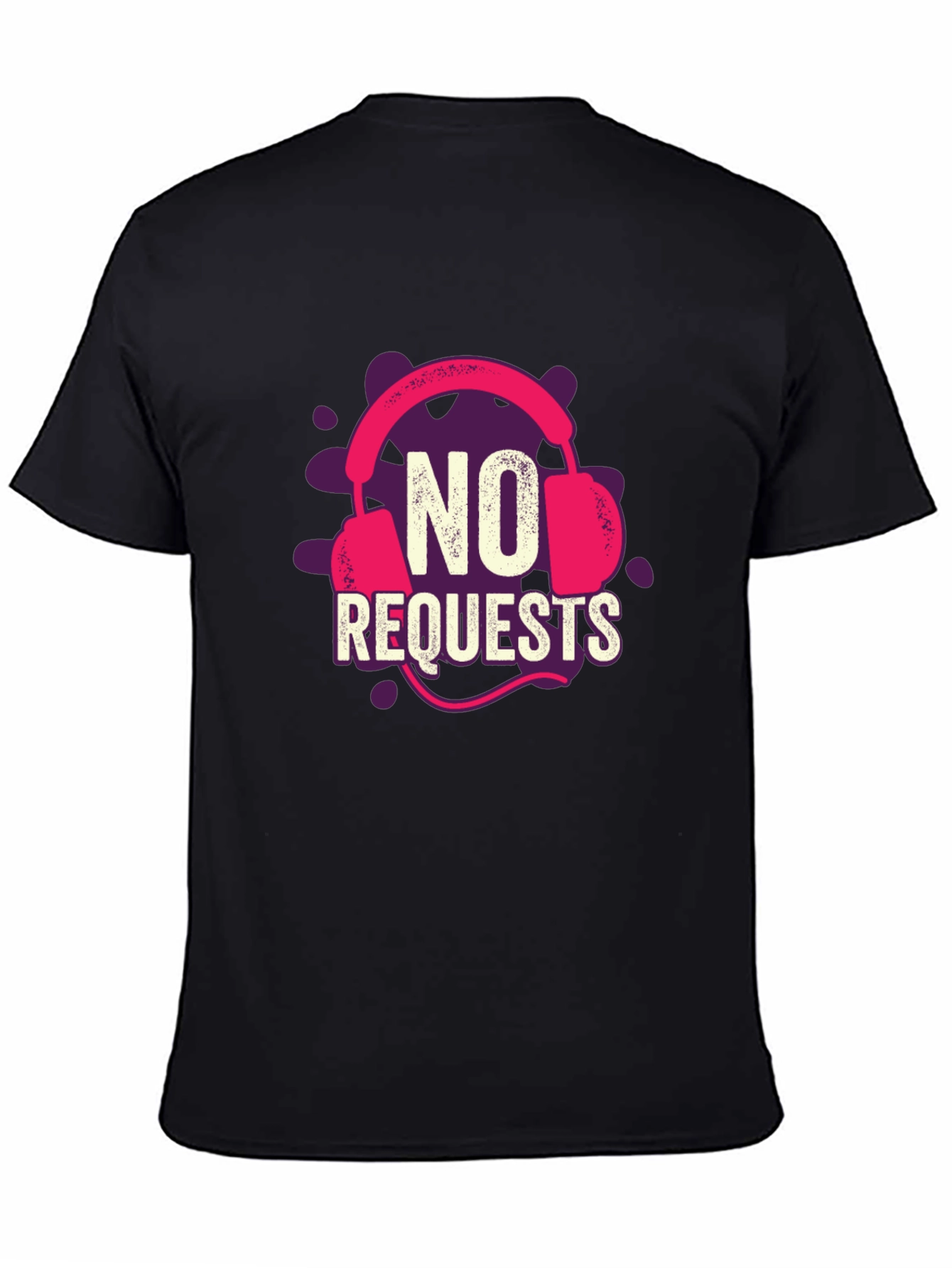 Black No Requests Headphone Graphic T-Shirt view 4